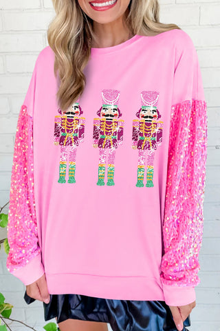 Sequined Nutcracker Sweatshirt - Pink