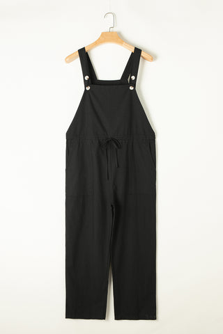 Drawstring Cropped Bibs - Black