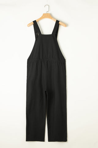 Drawstring Cropped Bibs - Black