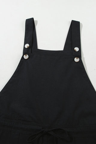 Drawstring Cropped Bibs - Black