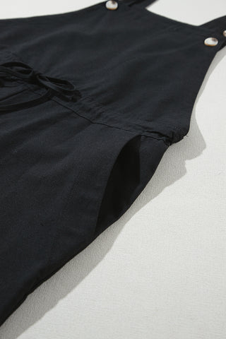 Drawstring Cropped Bibs - Black