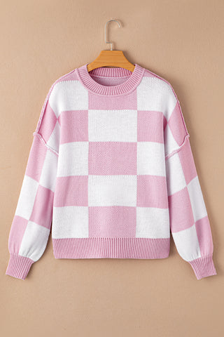 Checkered Sweater - Pink