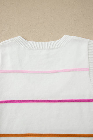 Striped Sweater Tank - White