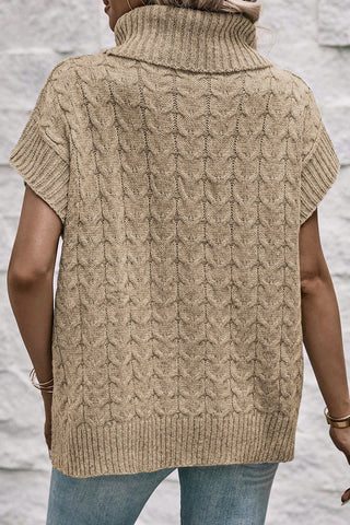 Short Sleeve Turtleneck Sweater - Taupe