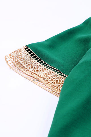Crochet V-Neck Top - Green