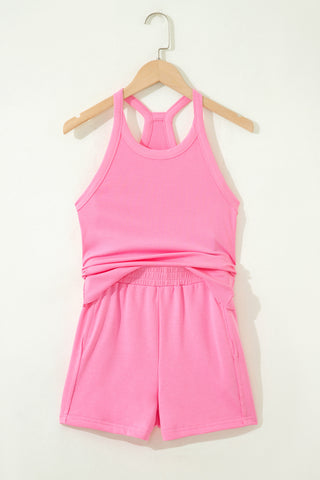 Racerback Two Piece Short Set - Pink