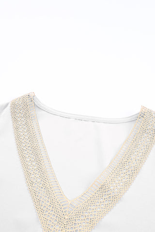 Crochet V-Neck Top - White
