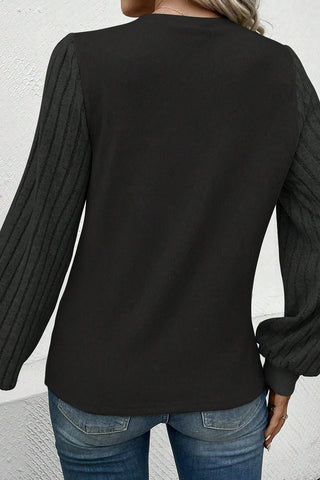 Ribbed Sleeve Top - Black