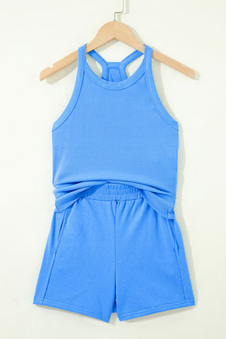 Racerback Two Piece Short Set - Blue