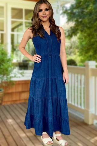 Jean Maxi Dress- Dark Blue
