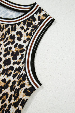 Striped Detail Leopard Maxi Dress