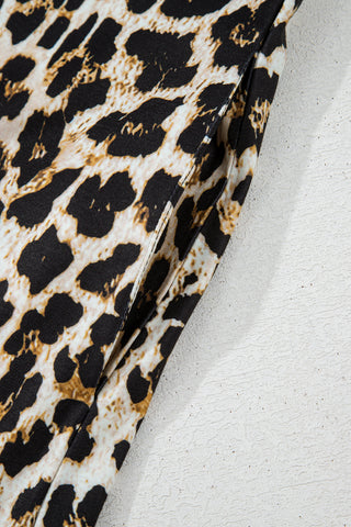 Striped Detail Leopard Maxi Dress