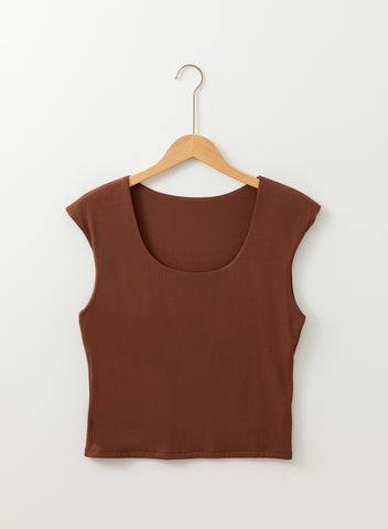 Scoop Neck Tee - Brown