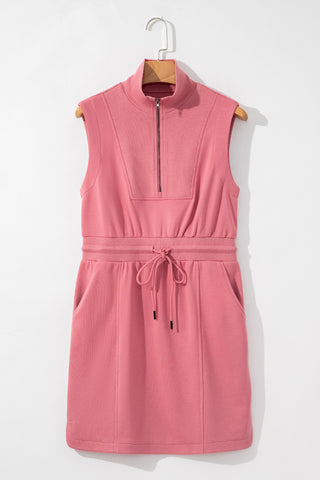 Casual Sweatshirt Tie Dress - Rose