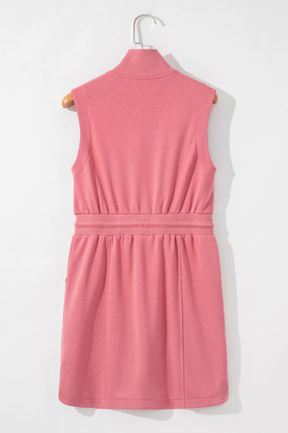 Casual Sweatshirt Tie Dress - Rose