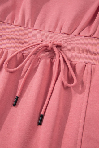 Casual Sweatshirt Tie Dress - Rose