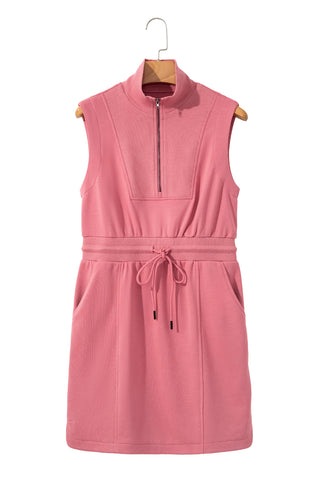 Casual Sweatshirt Tie Dress - Rose