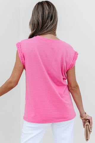 Braided Sleeve Top - Pink