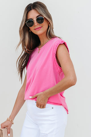 Braided Sleeve Top - Pink