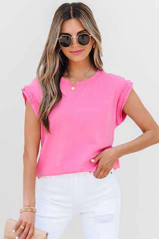 Braided Sleeve Top - Pink