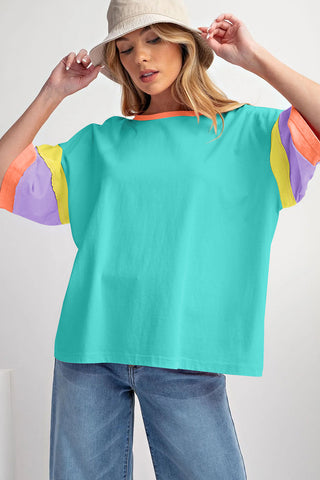 Burst of Color Top - Aqua