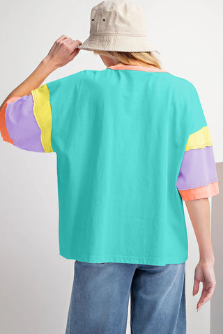 Burst of Color Top - Aqua