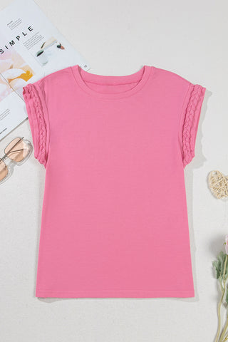 Braided Sleeve Top - Pink