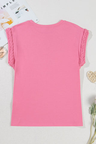 Braided Sleeve Top - Pink