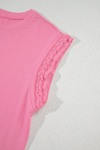 Braided Sleeve Top - Pink