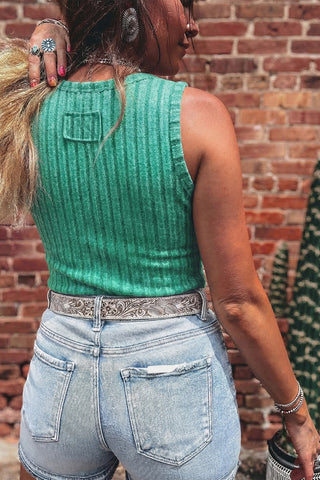 Mineral Washed Tank - Green
