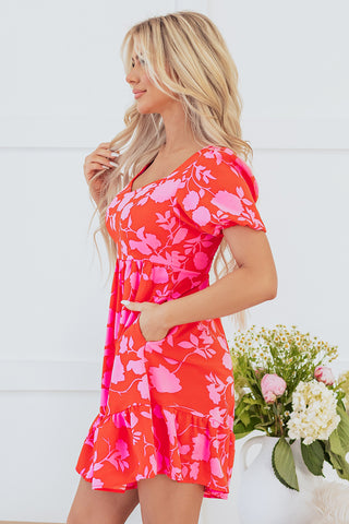 Puff Sleeve Pink Dress