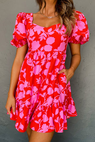 Puff Sleeve Pink Dress