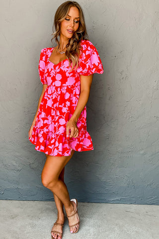 Puff Sleeve Pink Dress