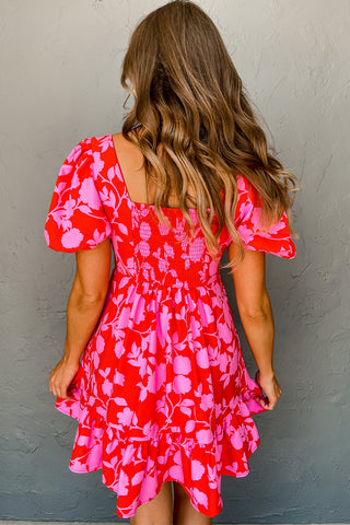 Puff Sleeve Pink Dress
