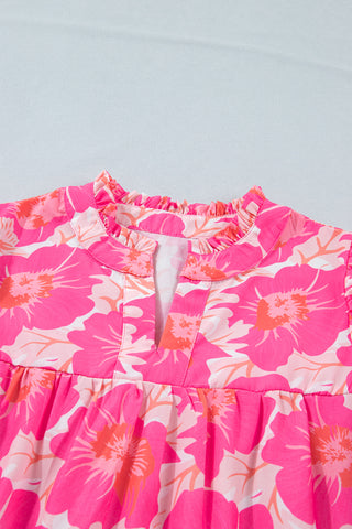 Puff Sleeve Floral Top - Pink Floral