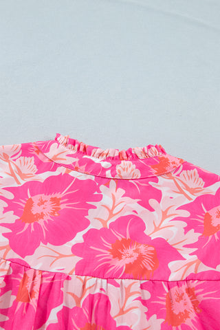 Puff Sleeve Floral Top - Pink Floral