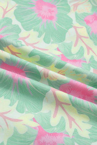 Puff Sleeve Floral Top - Green Pastel