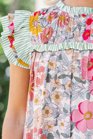 Verdant Blooms Sleeveless Top