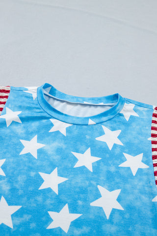 Stars and Stripes Ruffle Sleeve Top
