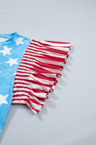 Stars and Stripes Ruffle Sleeve Top