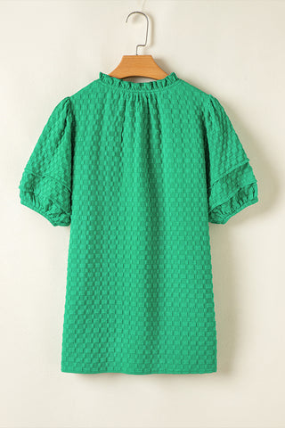 Textured V-Neck Top - Green