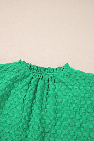 Textured V-Neck Top - Green