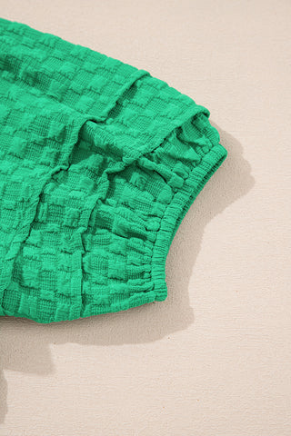 Textured V-Neck Top - Green