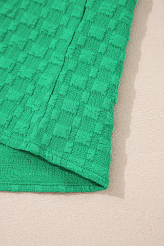 Textured V-Neck Top - Green
