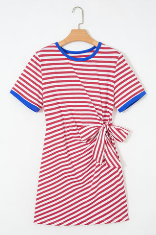 Striped Tie Dress - Red