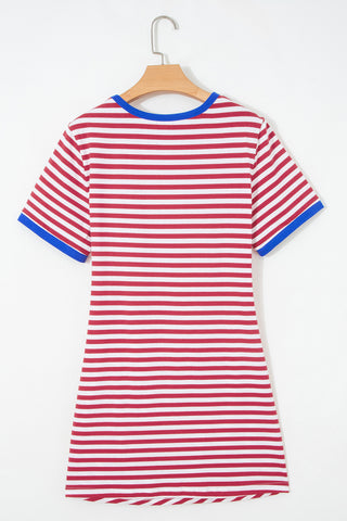 Striped Tie Dress - Red