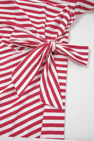 Striped Tie Dress - Red
