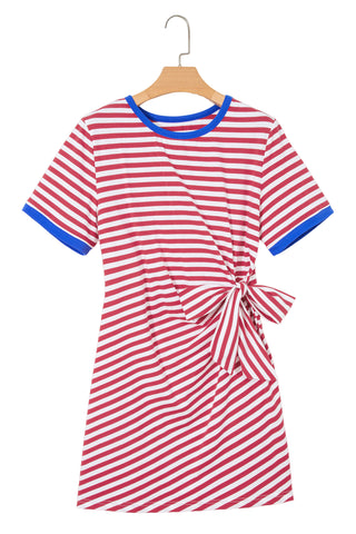 Striped Tie Dress - Red