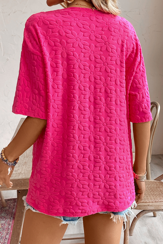 Textured Daisy Top - Fushsia