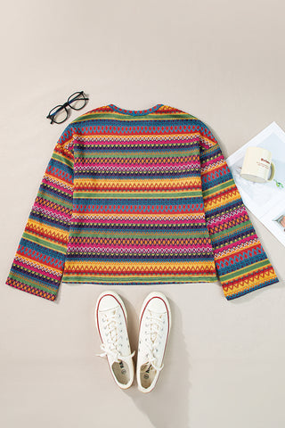 Zig Zag Colorful Bell Sleeve Top